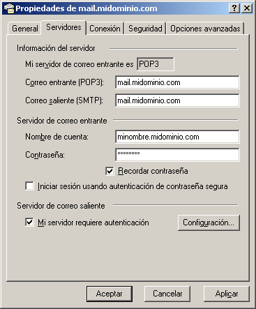Mi servidor requiere autenticación