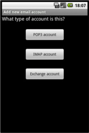 Añadir un nuevo e-mail pantalla de la cuenta