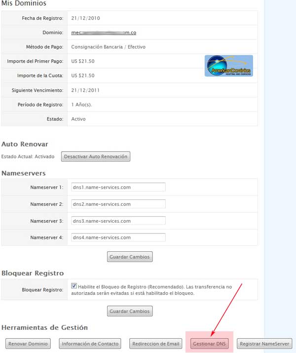 acceso a dominio area de clientes