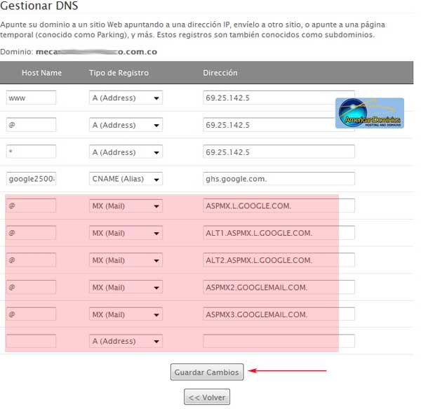 Editar MX en Area de clientes