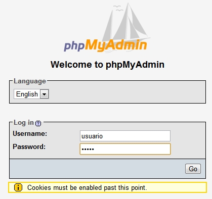 Ingreso a PHPMYADMIN