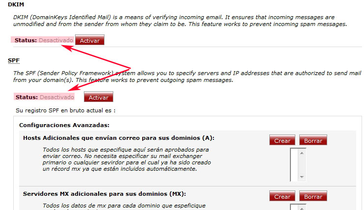 Activar DKIM y SPF desde Cpanel Registros SPF