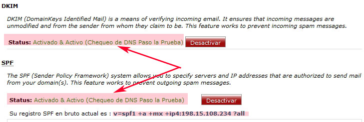 SPF y DKIM instalados. DKIM Y SPF