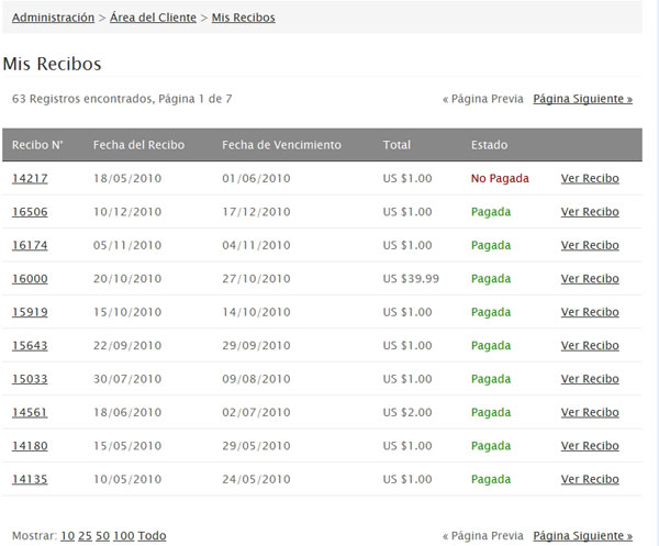 Pagar Facturas Hosting