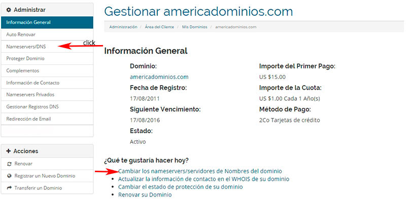 Modificar DNS de Dominio