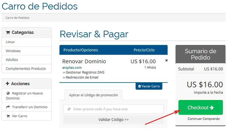 Pagar dominio