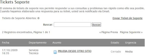 Tickets de Soporte American Dominios