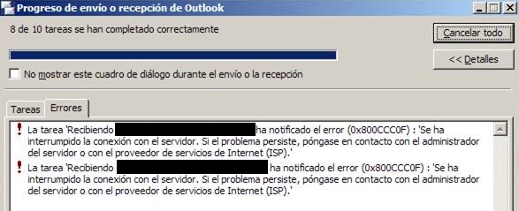 error: 0x800CCC0F