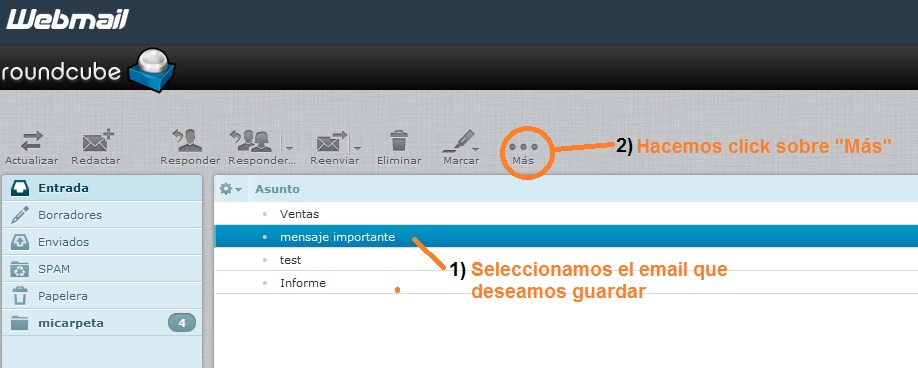 crear backup en round cube